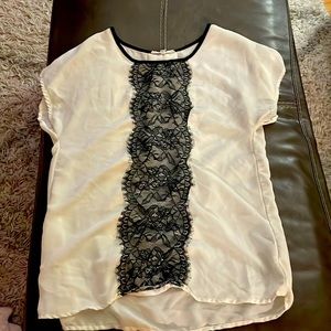 White with black lace blouse